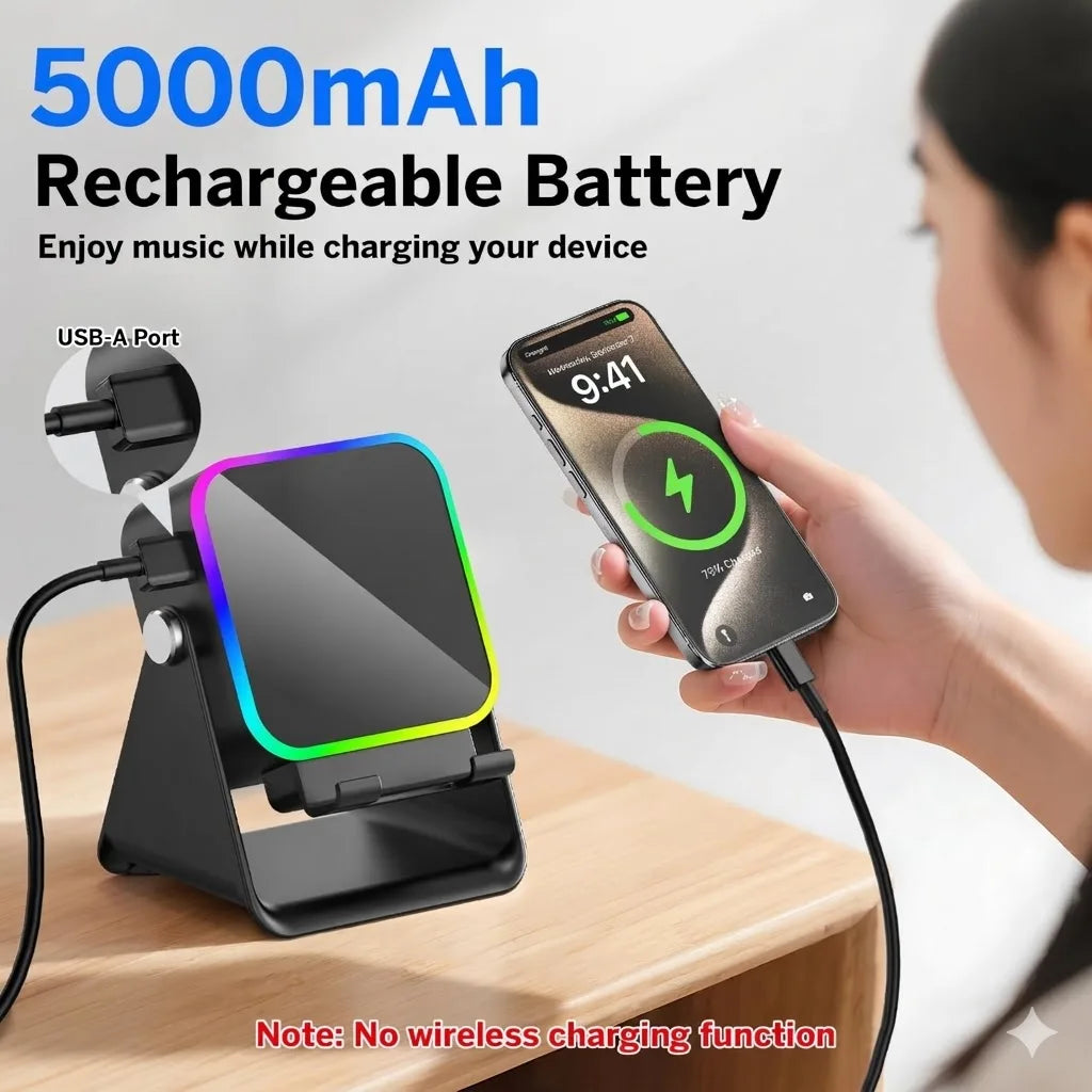 5 in 1 Auto-Induction 5000Mah Wireless Induction Speaker 8 RGB Lights HIFI Sound Portable Bluetooth Phone Holder Gifts